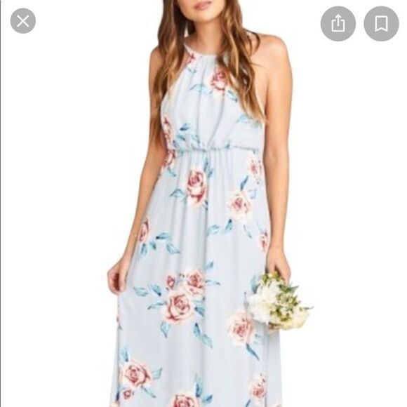 Show Me Your Mumu Blue Flower Sky Halter Maxi - Picture 1 of 5